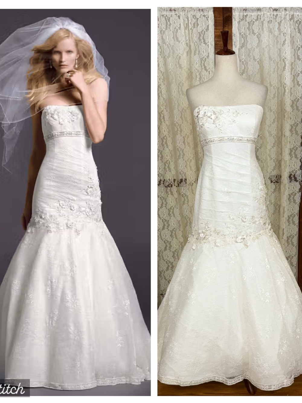 Gorgeous Oleg Cassini 3D Floral Mesh Wedding Gown
